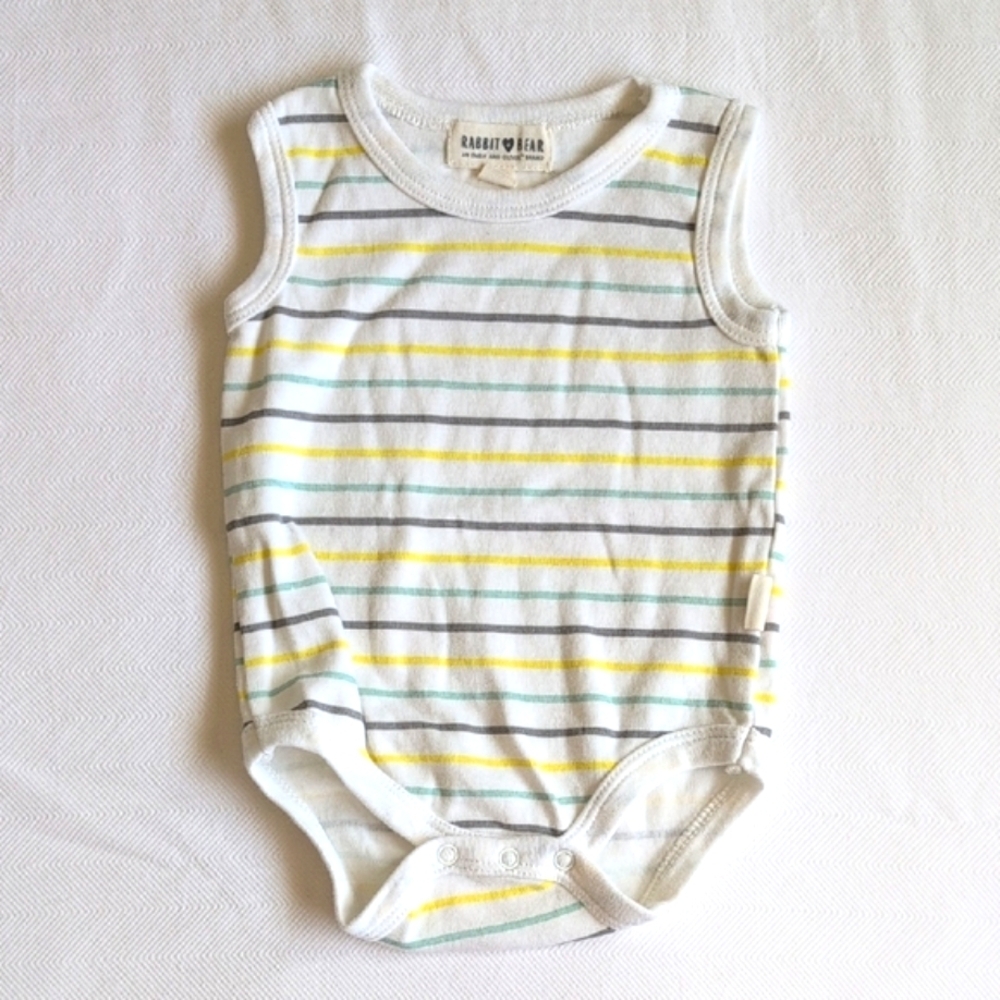 rabbit + bear striped organic cotton tank top bodysuit 3-6 months baby boy
